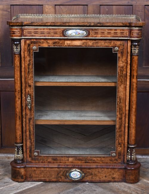 VICTORIAN BURR WALNUT PIER CABINET DISPLAY CABINET - ADDITIONAL PHOTO 1