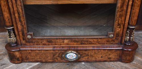VICTORIAN BURR WALNUT PIER CABINET DISPLAY CABINET - ADDITIONAL PHOTO 5
