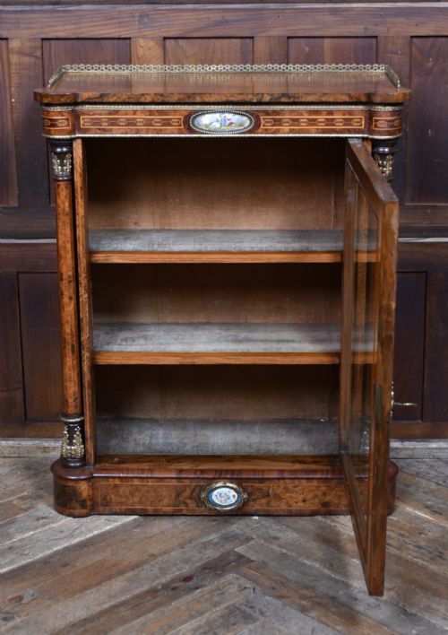 VICTORIAN BURR WALNUT PIER CABINET DISPLAY CABINET - ADDITIONAL PHOTO 8