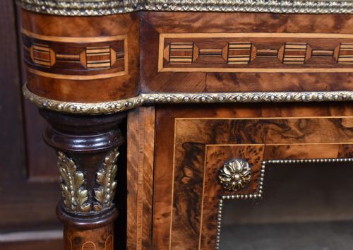 VICTORIAN BURR WALNUT PIER CABINET DISPLAY CABINET - ADDITIONAL PHOTO 10