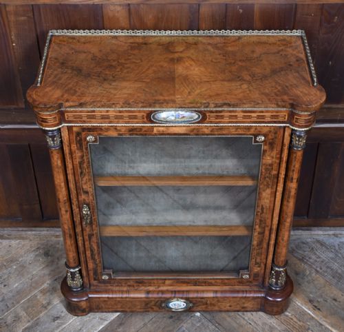 VICTORIAN BURR WALNUT PIER CABINET DISPLAY CABINET - ADDITIONAL PHOTO 12