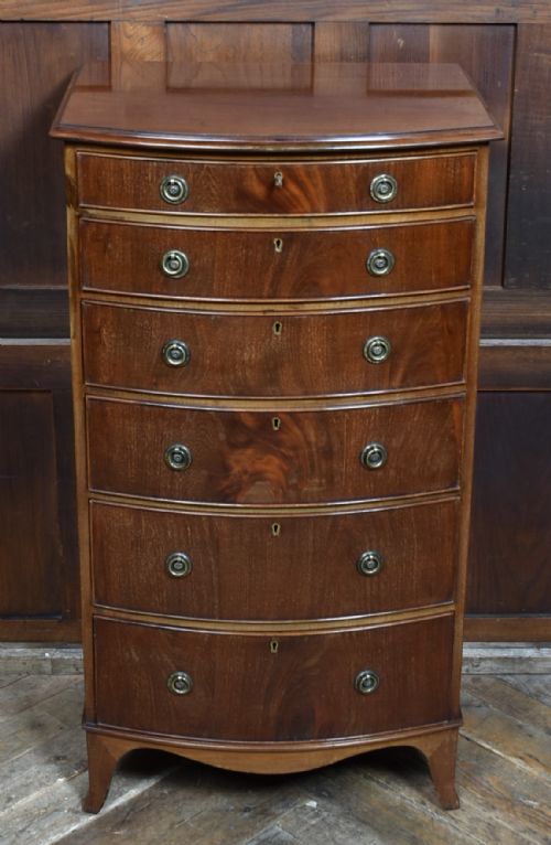 EDWARDIAN MAHOGANY BOW FRONT CHEST OF DRAWERS - ADDITIONAL PHOTO 1
