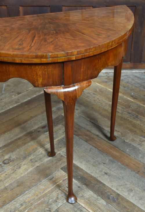 WALNUT DEMI LUNE FOLD OVER CARD TABLE - ADDITIONAL PHOTO 3