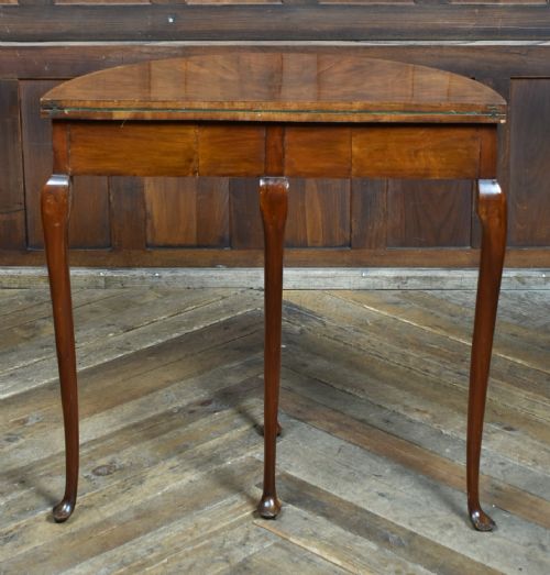 WALNUT DEMI LUNE FOLD OVER CARD TABLE - ADDITIONAL PHOTO 5