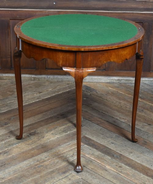 WALNUT DEMI LUNE FOLD OVER CARD TABLE - ADDITIONAL PHOTO 8