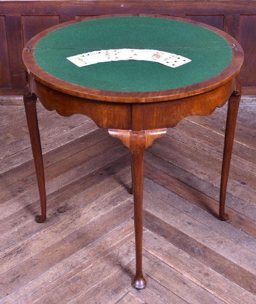 WALNUT DEMI LUNE FOLD OVER CARD TABLE - ADDITIONAL PHOTO 10