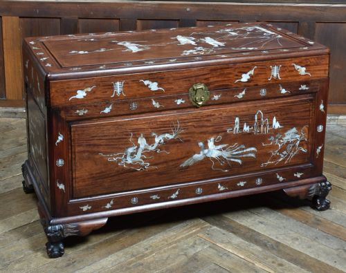 chinese hardwood blanket box - CATEGORY: ANTIQUE CHESTS - DATED 19TH CENTURY