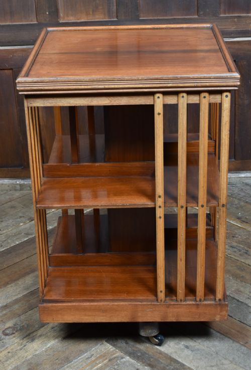 EDWARDIAN WALNUT REVOLVING BOOKCASE - ADDITIONAL PHOTO 4