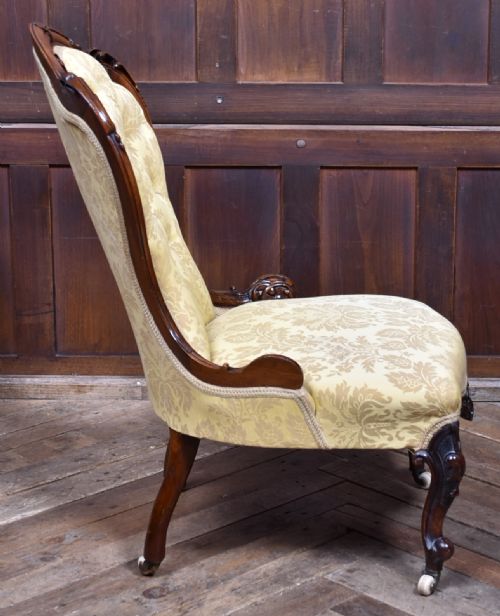 VICTORIAN WALNUT SPOON BACK NURSING CHAIR - ADDITIONAL PHOTO 5