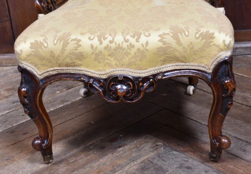 VICTORIAN WALNUT SPOON BACK NURSING CHAIR - ADDITIONAL PHOTO 9
