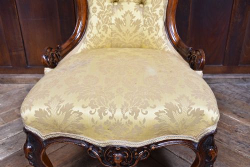 VICTORIAN WALNUT SPOON BACK NURSING CHAIR - ADDITIONAL PHOTO 10