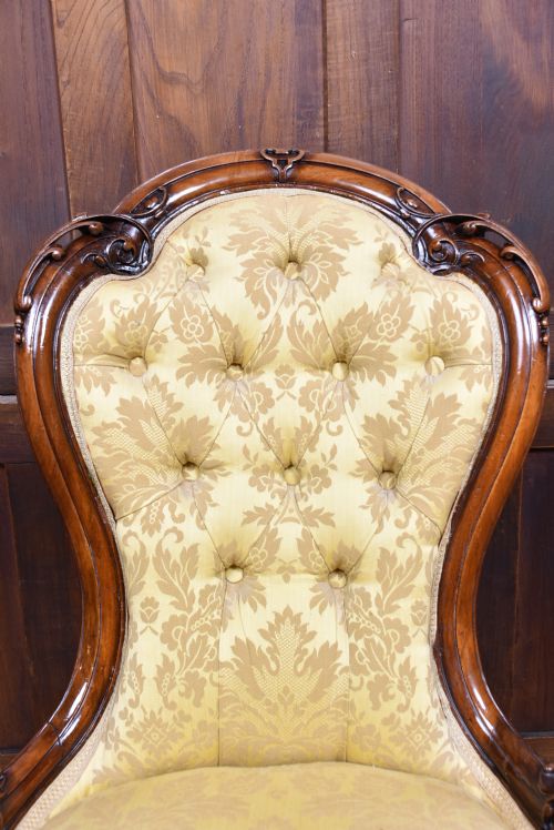 VICTORIAN WALNUT SPOON BACK NURSING CHAIR - ADDITIONAL PHOTO 11