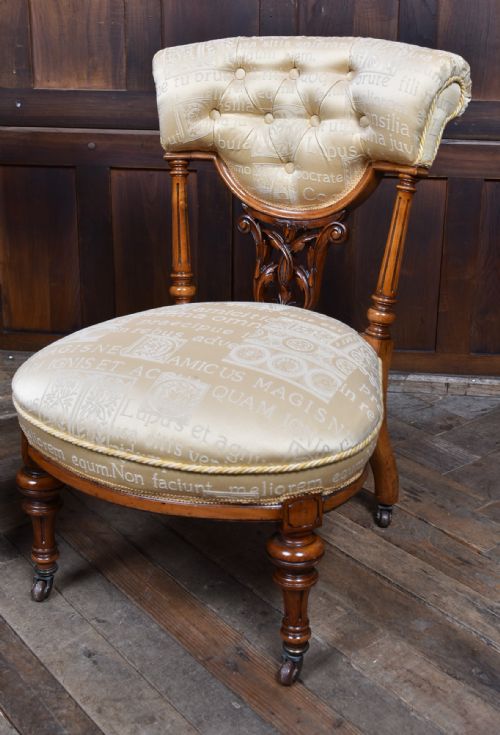 PAIR OF VICTORIAN WALNUT PARLOUR CHAIRS HIS AND HERS - ADDITIONAL PHOTO 1