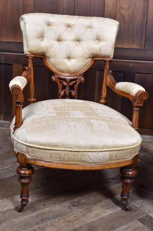 PAIR OF VICTORIAN WALNUT PARLOUR CHAIRS HIS AND HERS - ADDITIONAL PHOTO 2