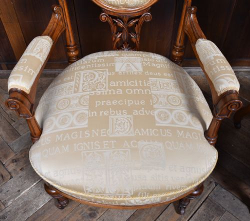 PAIR OF VICTORIAN WALNUT PARLOUR CHAIRS HIS AND HERS - ADDITIONAL PHOTO 3