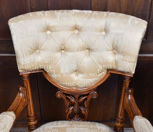 PAIR OF VICTORIAN WALNUT PARLOUR CHAIRS HIS AND HERS - ADDITIONAL PHOTO 4