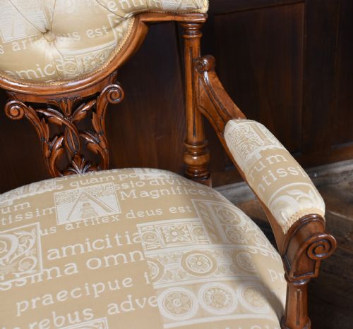 PAIR OF VICTORIAN WALNUT PARLOUR CHAIRS HIS AND HERS - ADDITIONAL PHOTO 6