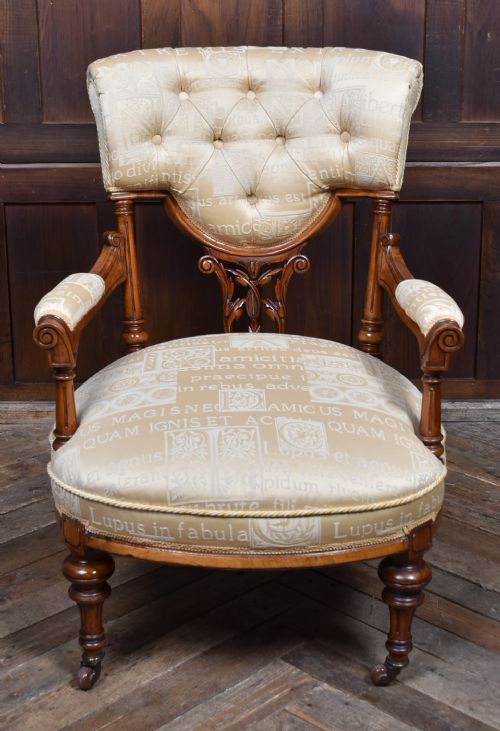 PAIR OF VICTORIAN WALNUT PARLOUR CHAIRS HIS AND HERS - ADDITIONAL PHOTO 11