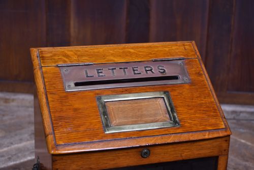 EDWARDIAN COUNTRY HOUSE OAK LETTER BOX - ADDITIONAL PHOTO 1
