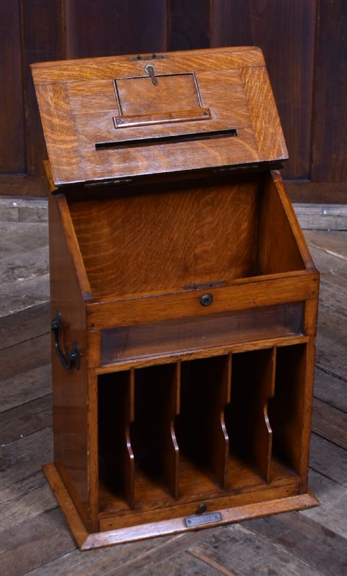 EDWARDIAN COUNTRY HOUSE OAK LETTER BOX - ADDITIONAL PHOTO 2