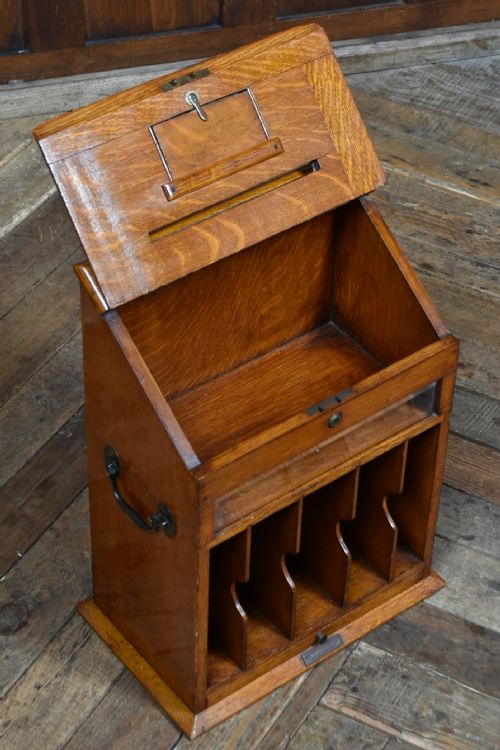 EDWARDIAN COUNTRY HOUSE OAK LETTER BOX - ADDITIONAL PHOTO 4