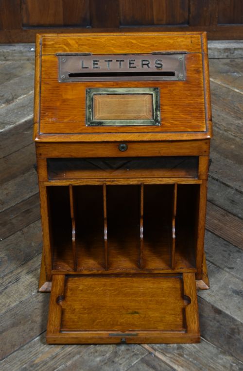 EDWARDIAN COUNTRY HOUSE OAK LETTER BOX - ADDITIONAL PHOTO 6