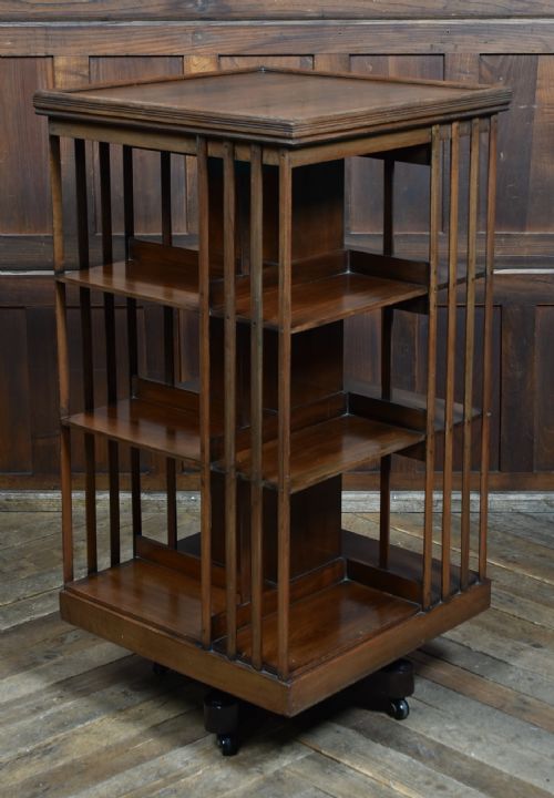EDWARDIAN WALNUT REVOLVING BOOKCASE - ADDITIONAL PHOTO 2