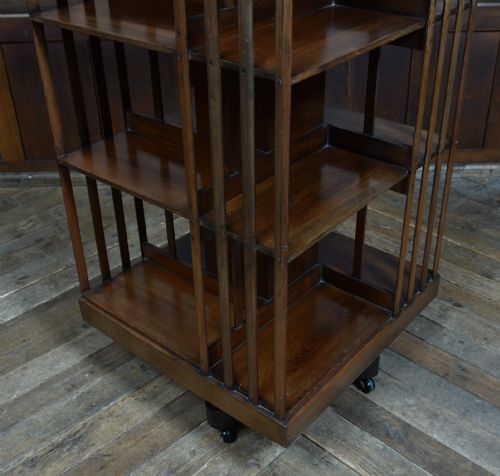 EDWARDIAN WALNUT REVOLVING BOOKCASE - ADDITIONAL PHOTO 5