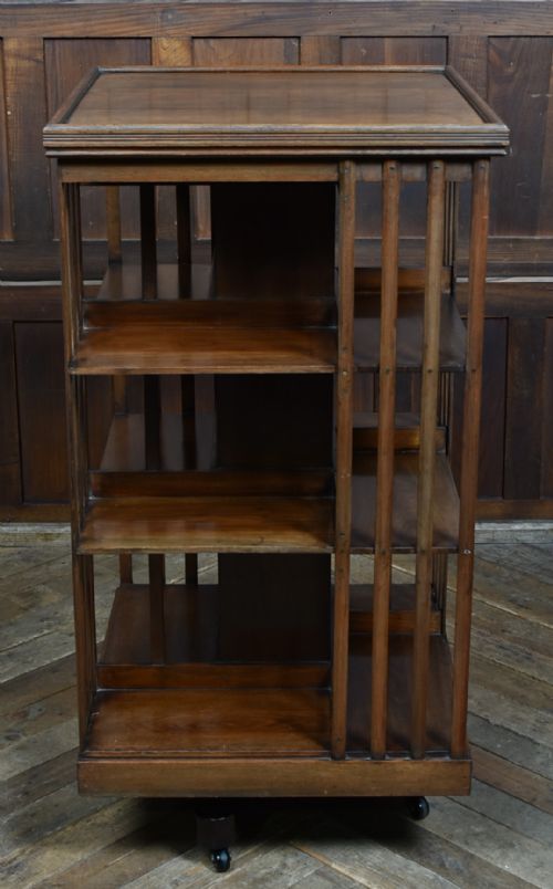 EDWARDIAN WALNUT REVOLVING BOOKCASE - ADDITIONAL PHOTO 6