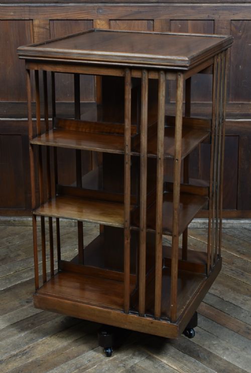 EDWARDIAN WALNUT REVOLVING BOOKCASE - ADDITIONAL PHOTO 7