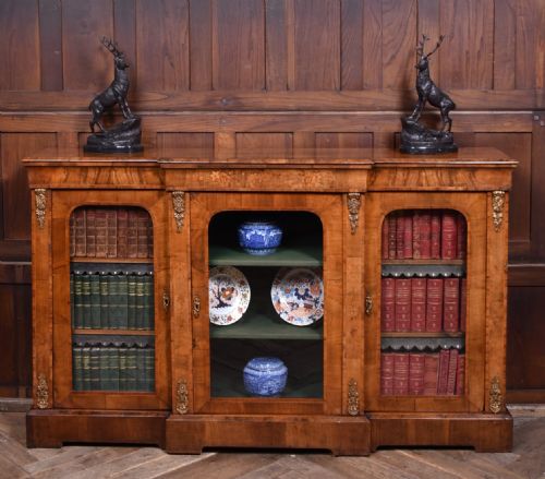 VICTORIAN WALNUT BREAKFRONT BOOKCASE - ADDITIONAL PHOTO 1