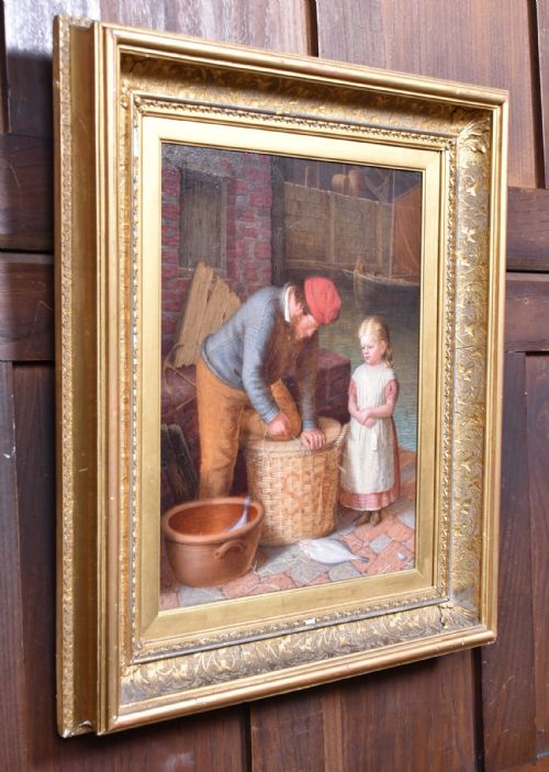 OIL ON PANEL BY JAMES KYD PACKING FOR MARKET - ADDITIONAL PHOTO 2