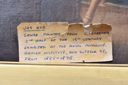 JAMES KYD OIL ON PANEL SPINNING MAID IN A HIGHLAND COTTAGE - ADDITIONAL PHOTO 9