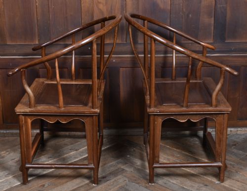 PAIR OF CHINESE HORSESHOE ARMCHAIRS - ADDITIONAL PHOTO 4