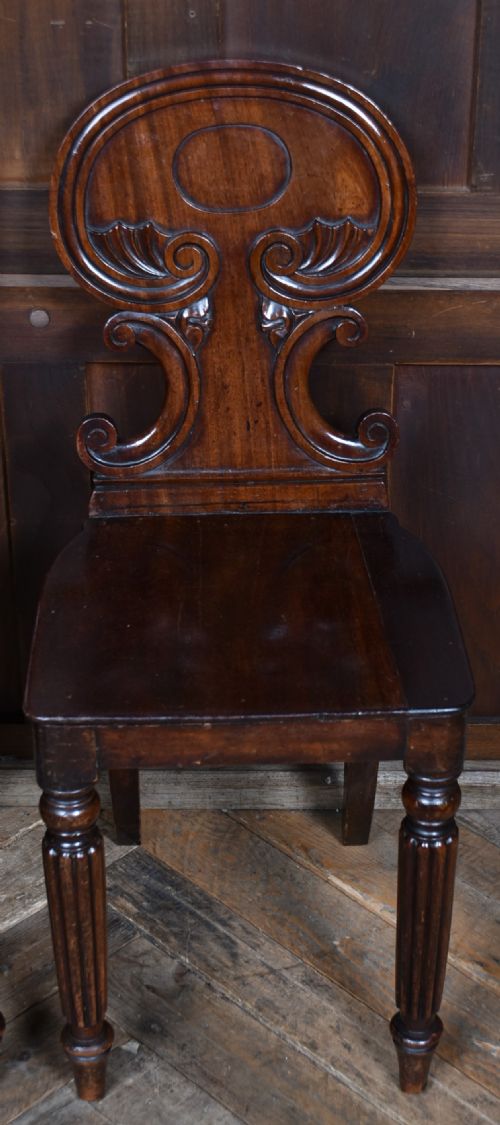 PAIR OF 19TH CENTURY MAHOGANY HALL CHAIRS - ADDITIONAL PHOTO 2