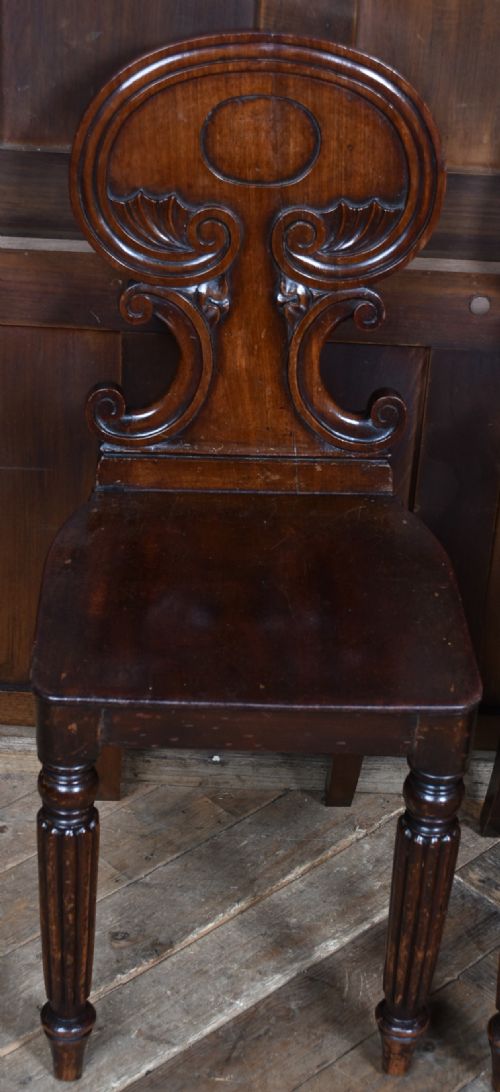 PAIR OF 19TH CENTURY MAHOGANY HALL CHAIRS - ADDITIONAL PHOTO 3