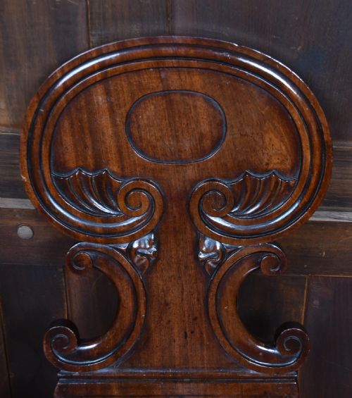 PAIR OF 19TH CENTURY MAHOGANY HALL CHAIRS - ADDITIONAL PHOTO 5