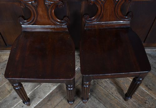 PAIR OF 19TH CENTURY MAHOGANY HALL CHAIRS - ADDITIONAL PHOTO 6