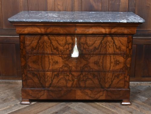 FRENCH BURR WALNUT COMMODE CHEST OF DRAWERS - ADDITIONAL PHOTO 1