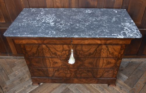 FRENCH BURR WALNUT COMMODE CHEST OF DRAWERS - ADDITIONAL PHOTO 2