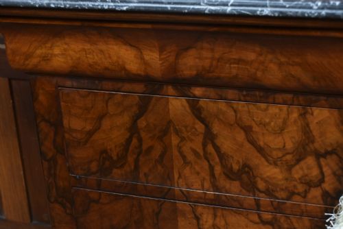 FRENCH BURR WALNUT COMMODE CHEST OF DRAWERS - ADDITIONAL PHOTO 5