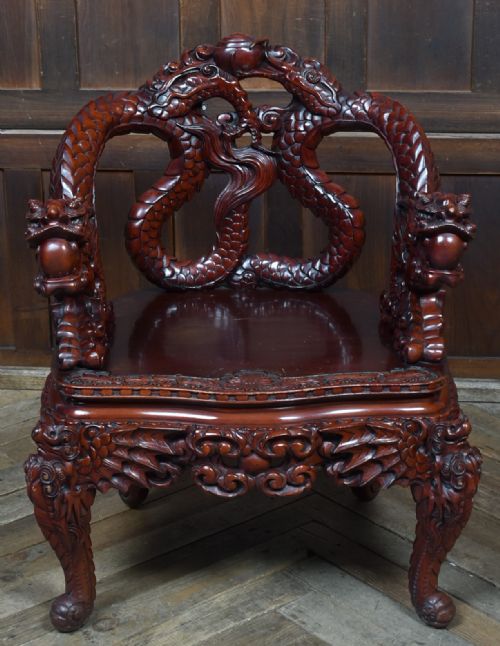 CHINESE CARVED DRAGON CHAIR - ADDITIONAL PHOTO 1