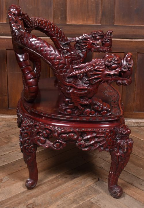 CHINESE CARVED DRAGON CHAIR - ADDITIONAL PHOTO 9