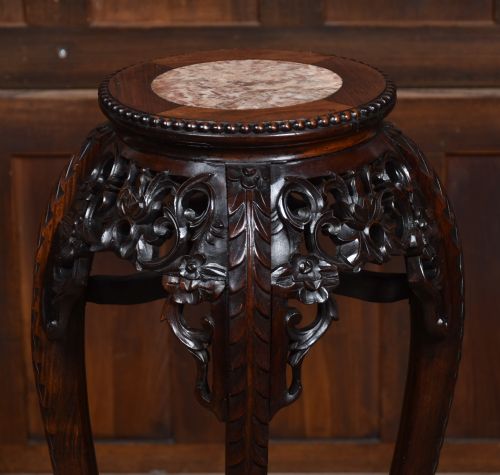 CHINESE MARBLE TOP PLANT VASE STAND - ADDITIONAL PHOTO 1