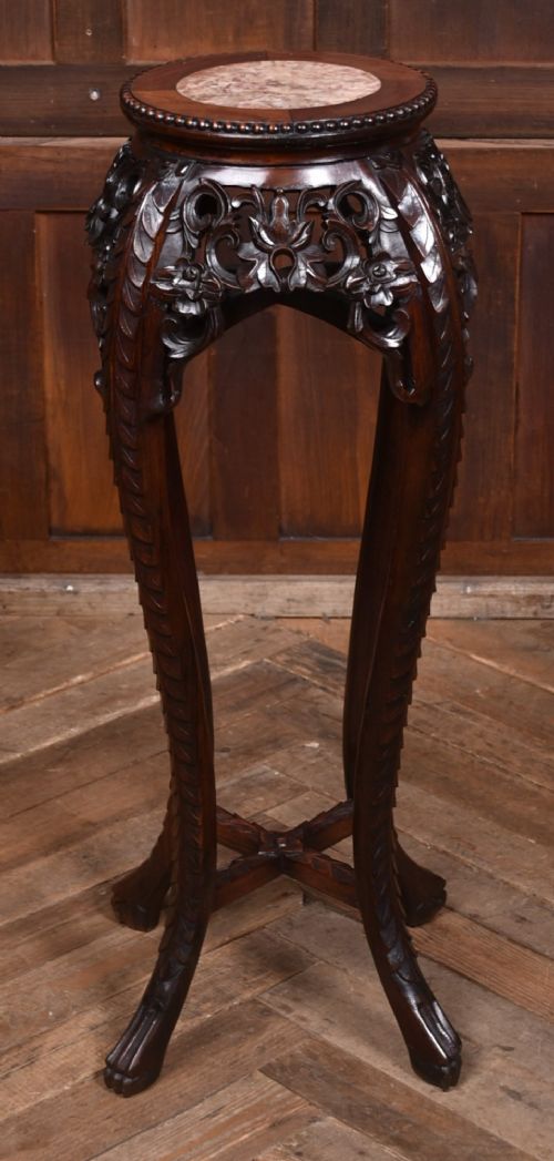 CHINESE MARBLE TOP PLANT VASE STAND - ADDITIONAL PHOTO 4