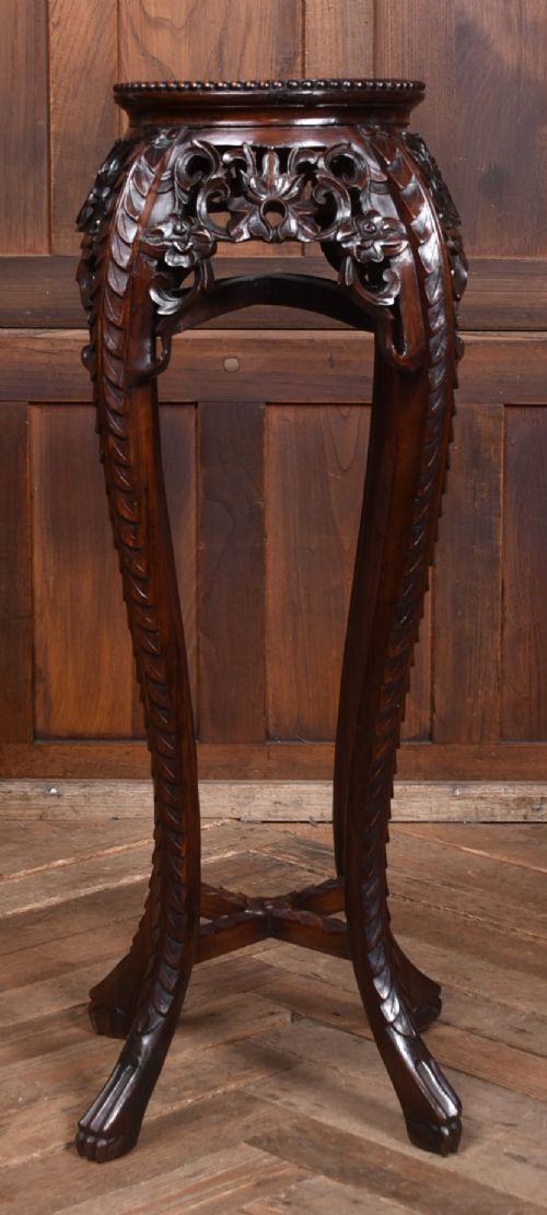 CHINESE MARBLE TOP PLANT VASE STAND - ADDITIONAL PHOTO 5