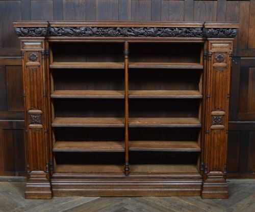 VICTORIAN GOTHIC REVIVAL OAK OPEN BOOKCASE - ADDITIONAL PHOTO 4
