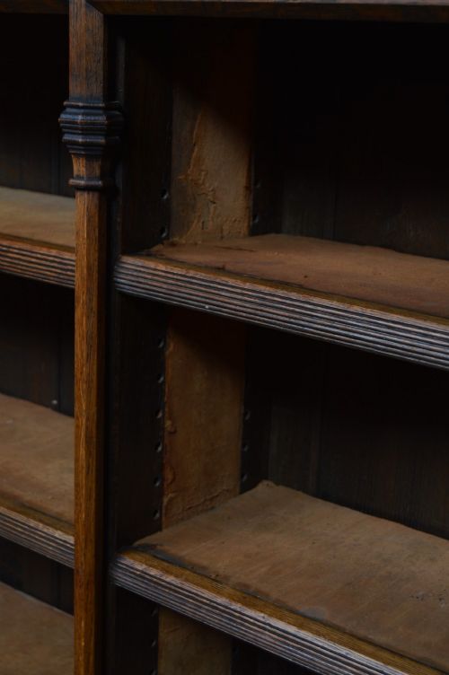 VICTORIAN GOTHIC REVIVAL OAK OPEN BOOKCASE - ADDITIONAL PHOTO 6