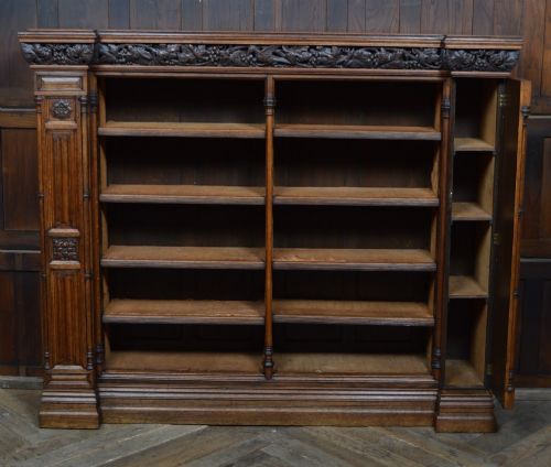 VICTORIAN GOTHIC REVIVAL OAK OPEN BOOKCASE - ADDITIONAL PHOTO 7