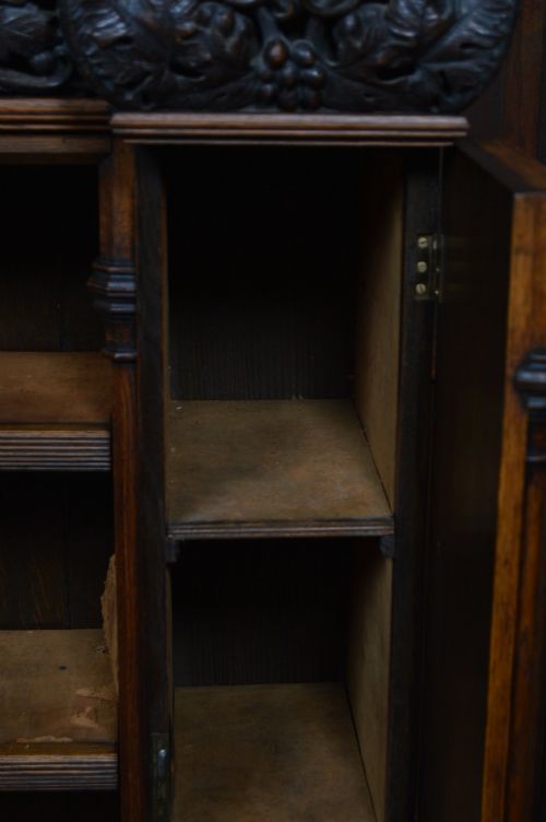 VICTORIAN GOTHIC REVIVAL OAK OPEN BOOKCASE - ADDITIONAL PHOTO 8